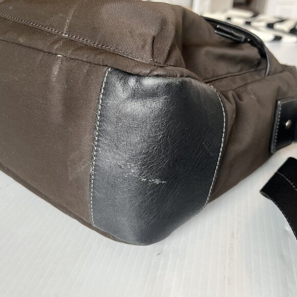 COACH VARICK Brown Nylon Briefcase Messenger Travel Bag Leather Trim F70681 VGUC - Picture 7 of 10